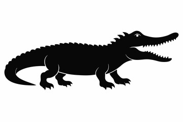 Crocodile silhouette vector illustration. 