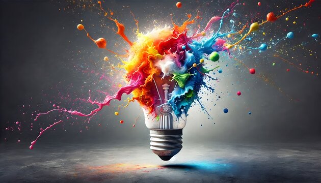 Inspiration Unleashed: Colorful Light Bulb with Dynamic Energy