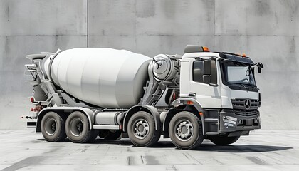 Modern Concrete Mixer Truck on Industrial Background in  and  Finish