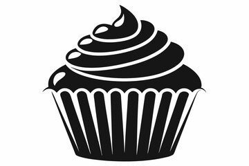 cupcake logo icon design template vector. Black cupcake Icon, muffin logo. Vector illustration isolated on white background