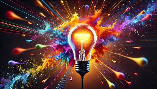 Vibrant Light Bulb Burst: Illuminating Ideas and Creativity