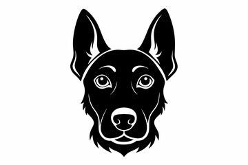 dog head black silhouette white background. Dog domestic animal head Dog head silhouette vector illustration
