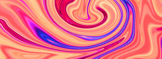 Abstract colorful orange and pink gradient swirl wave background. Luxurious flow liquid lines design element. Abstract modern background with flowing neon bright fluid lines marble pattern.