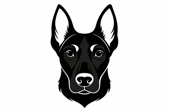 recommend clip art: dog head black silhouette white background. Dog domestic animal head Dog head silhouette vector illustration
                    