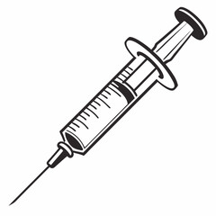 Line art of Syringe. Vector illustration 