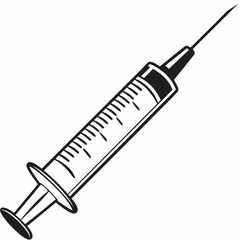 Line art of Syringe. Vector illustration 