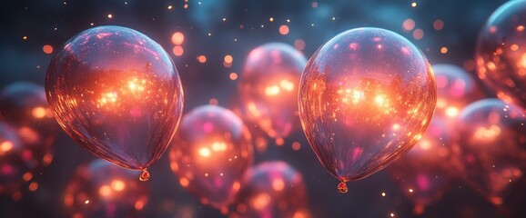 Obraz premium Illuminated Balloons Glowing Celebration