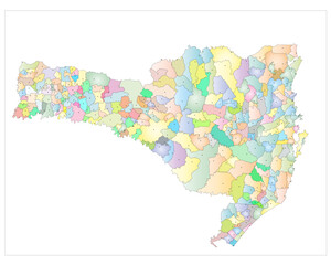Mapa geográfico com divisas das cidades de santa catarina  © Ricardo