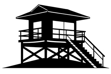 Lifeguard Tower silhouette vector illustration 