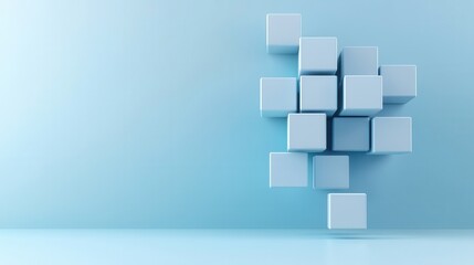 Futuristic 3D Soft Blue Glowing Cubes Arranged in Abstract Art Displaying Modern Aesthetics for Creative Design and Digital Background Inspirations