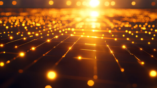 
A solar farm with rows of panels under the sun, abstract background