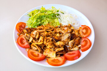 Meat Chicken Doner, between bread (Turkish Name : ekmek arasi et doner, tavuk doner, Gobit ekmek arasi, Turk kebabi)