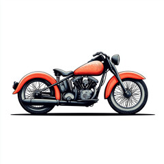 Obraz premium Vintage Motorrad mit orangefarbenen Akzenten auf weißem Hintergrund