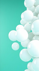 Abstract 3D White Bubbles Teal Background