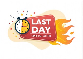 Last Day Time Sale with Special Offer Badge - Illustration