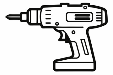 Drill Machine Vector Illustration. Drill silhouette vector illustration line art.