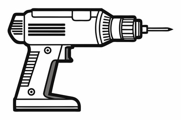 Drill Machine Vector Illustration. Drill silhouette vector illustration line art.