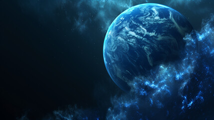 Obraz premium Planet in Deep Space with Starry Nebula 