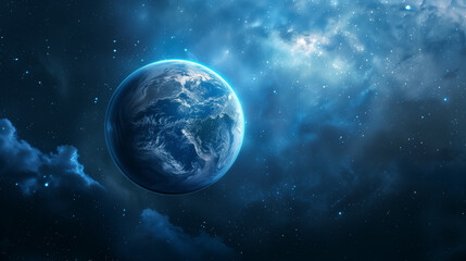 Obraz premium Planet in Deep Space with Starry Nebula 