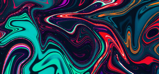 Abstract colorful blue red and pink gradient swirl wave background. Luxurious flow liquid lines design element. Abstract modern gray background with flowing neon bright fluid lines marble pattern.