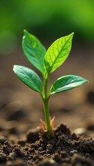 A single green leaf clings to a withered stem, dry soil, wilting, green leaves