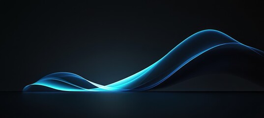 Abstract Blue Glowing Waves Dark Background Digital Art