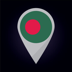 Bangladesh Flag on Location Pin. vector illustration