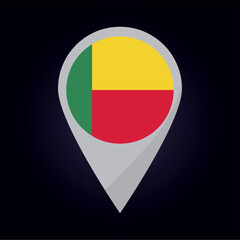 Benin Flag on Location Pin. vector illustration