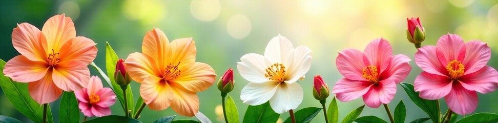 Flores con fondo blanco de jard?n desordenado, colores vivos, naturaleza