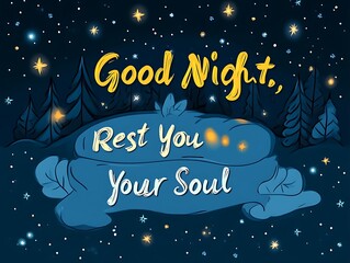 Night sky scene with "Good Night, Rest Your Soul" message.