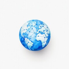 Fototapeta premium Blue Globe with Technology Network Nodes Illustration Representing Global Connectivity and Digital Data Exchange Evolution in a Modern World