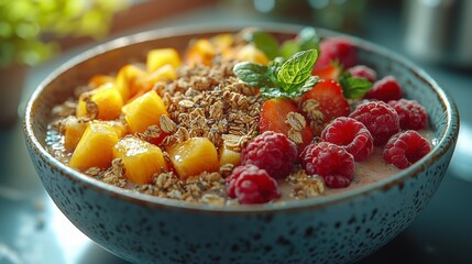 Delicious Granola Berry Bowl Photo