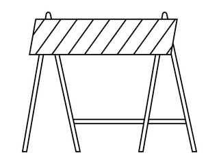 Hand drawn cute outline illustration traffic barrier. Flat vector road warning or caution sign line art doodle style. Attention striped barricade icon. Stop signal. Settings or fix problem. Isolated.