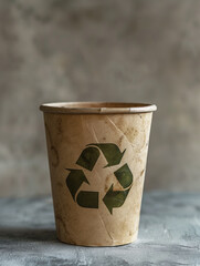Recyclable Paper Cup with Recycling Symbol
