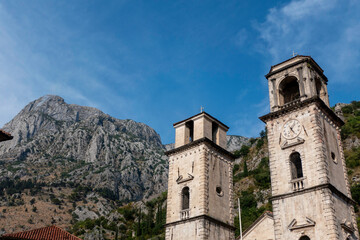 Fototapeta premium Kotor, Montenegro, August 3, 2024. Saint Tryphon Catholic Cathedral in the old town of Kotor