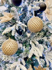 Close up view of a Christmas tree background. copy space 