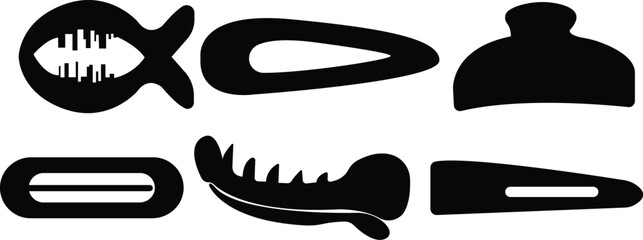 Doodle hairpin vector set,Hairdressing concept,Vector sketch of clips and hair pins,illustration of a hair pin, clip fashion