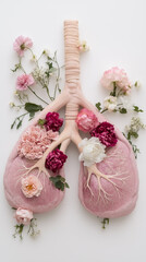 Floral Arrangement on Anatomical Lung Model