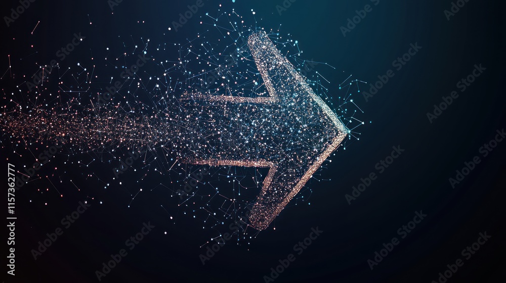 Poster digital arrow particle trail abstract design network data flow