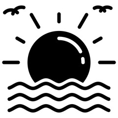 Sunset View Icon For Design Element