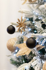 Close up view of a Christmas tree background. copy space 
