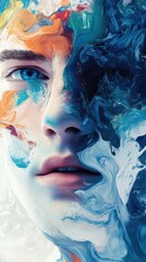 Amazing and elegant bright colorful fluid liquid paint _ A stunning display of colorful fluid paint flowing effortlessly, inviting awe and inspiration. HD phone wallpaper.