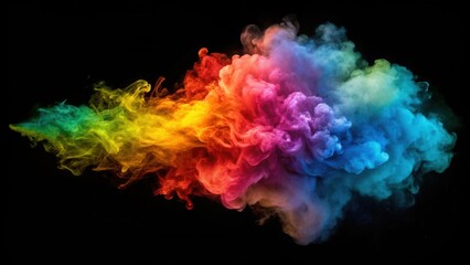 Colorful smoke explosion shockwave effect on black background , vibrant, colorful, smoke, explosion, shockwave, effect