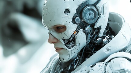 Fototapeta premium Unique Robot and Terracotta Warrior Hybrid Sculpture