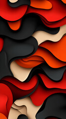 Abstract Red Black Beige Waves Illustration