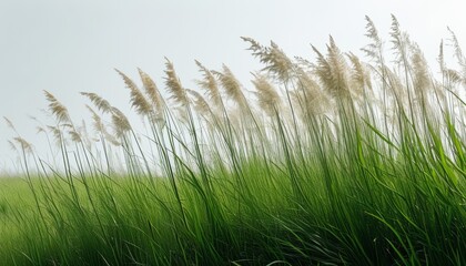 Fototapeta premium Serene Meadow with Tall Grass Reaching Towards the Horizon in Soft Natural Light