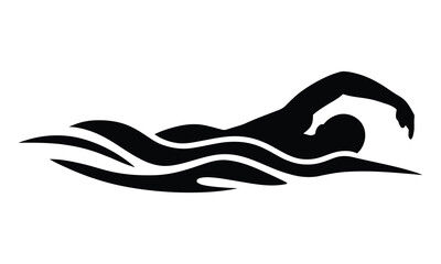 Vector Illustration of Swimming Art Silhouette with white background