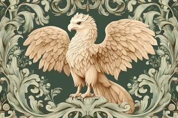 Elegant Eagle Within Ornate Baroque Frame Design