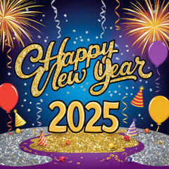 Happy New Year 2025 Fireworks Celebration