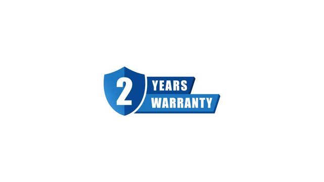 2 years warranty stamp. Two year warranty label. Motion graphic.